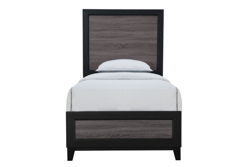 Lisbon Grey/Black Twin Bed, Dresser, Mirror And Nightstand - LISBON-GREY/BLACK-TB+DR+MR+NS