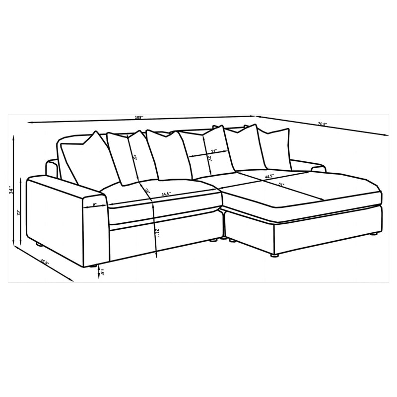 Blaine Upholstered Reversible Chaise Sectional Sofa Chocolate - 509879