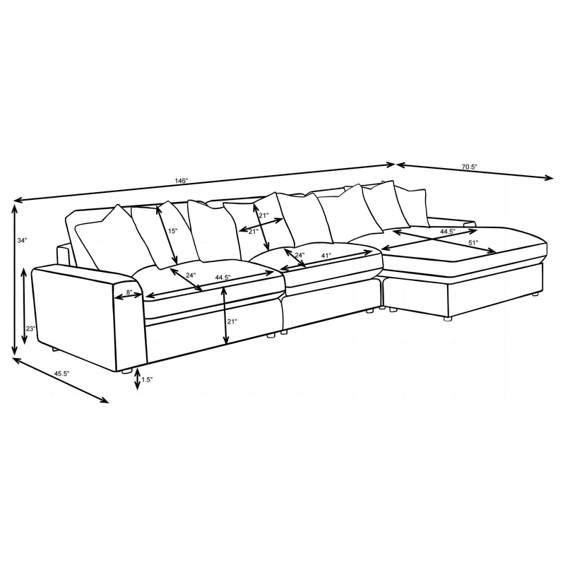 Blaine Upholstered Reversible Chaise Sectional Sofa Chocolate  - 509879-SET