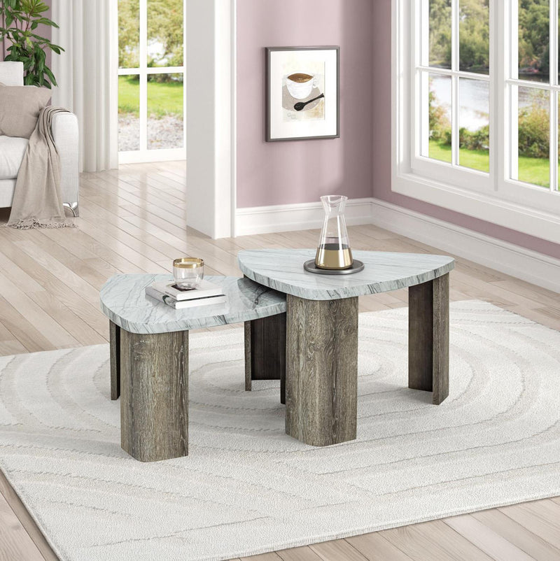 Blaire - Gray 2-Piece Nesting Coffee Table Set with Extended width: 64". - T138-C-Table