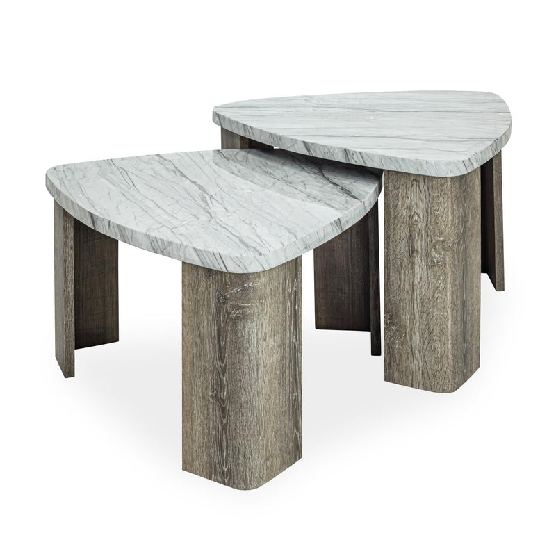 Blaire - Gray 2-Piece Nesting Coffee Table Set with Extended width: 64". - T138-C-Table