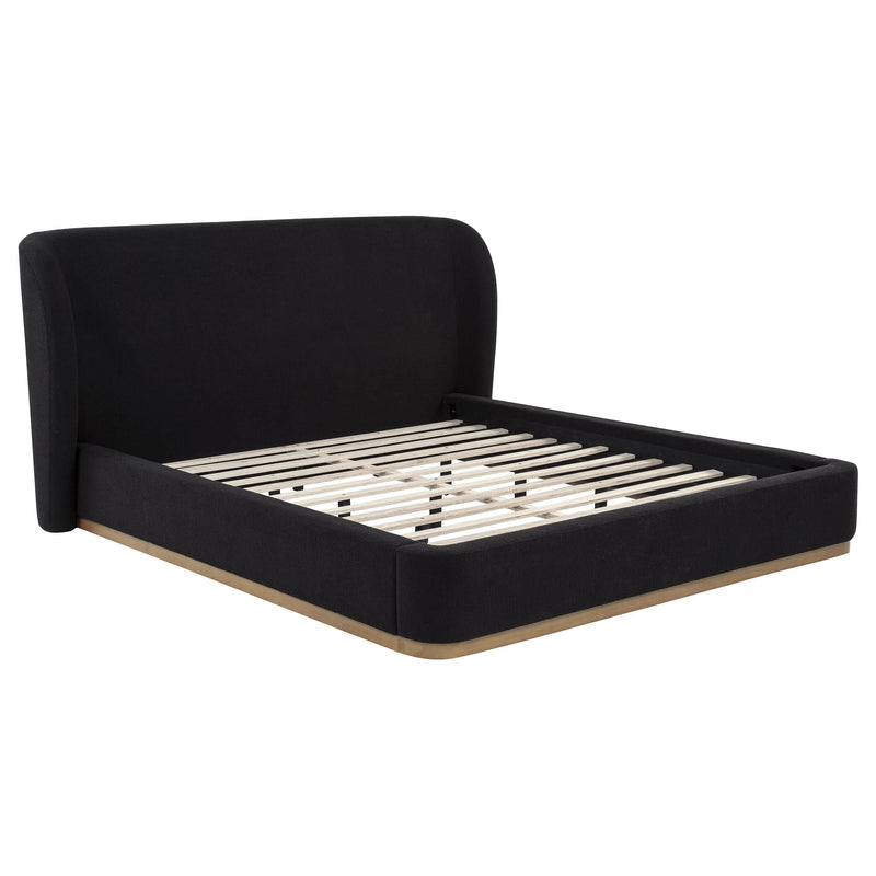 Blaire Upholstered California King Wingback Platform Bed Black - 315967BLKKW
