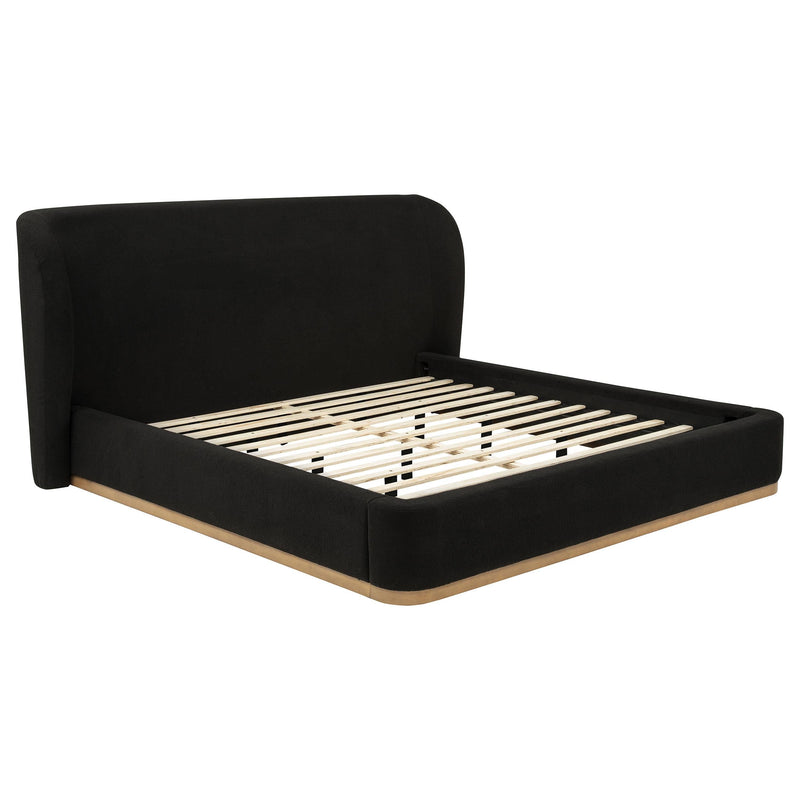 Blaire Upholstered Eastern King Wingback Platform Bed Black - 315967BLKKE