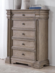 Blairhurst King Panel Bed, Dresser, Mirror and Chest in Light Grayish Brown - PKG017004