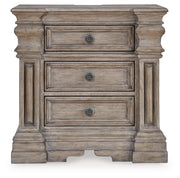 Blairhurst King Panel Bed with Mirrored Dresser, Chest and Nightstand in Light Grayish Brown from Ashley - Lara Furniture