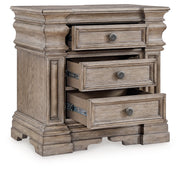 Blairhurst King Panel Bed with Mirrored Dresser, Chest and Nightstand in Light Grayish Brown from Ashley - Lara Furniture