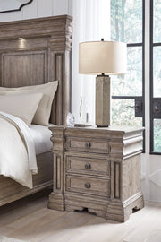 Blairhurst King Panel Bed with Mirrored Dresser, Chest and Nightstand in Light Grayish Brown from Ashley - Lara Furniture
