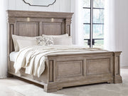 Blairhurst King Panel Bed with Mirrored Dresser, Chest and Nightstand in Light Grayish Brown from Ashley - Lara Furniture