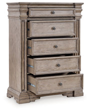 Blairhurst King Panel Bed with Mirrored Dresser, Chest and Nightstand in Light Grayish Brown from Ashley - Lara Furniture