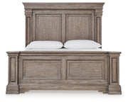 Blairhurst King Panel Bed with Mirrored Dresser, Chest and Nightstand in Light Grayish Brown from Ashley - Lara Furniture