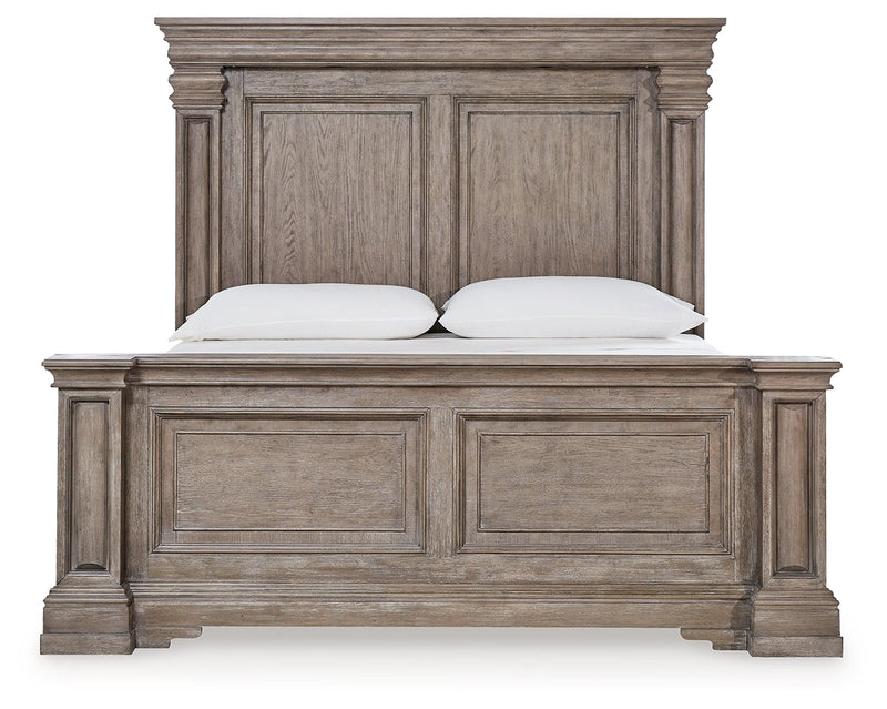 Blairhurst King Panel Bed with Mirrored Dresser, Chest and Nightstand in Light Grayish Brown from Ashley - Lara Furniture