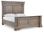 Blairhurst King Panel Bed with Mirrored Dresser, Chest and Nightstand in Light Grayish Brown from Ashley - Lara Furniture