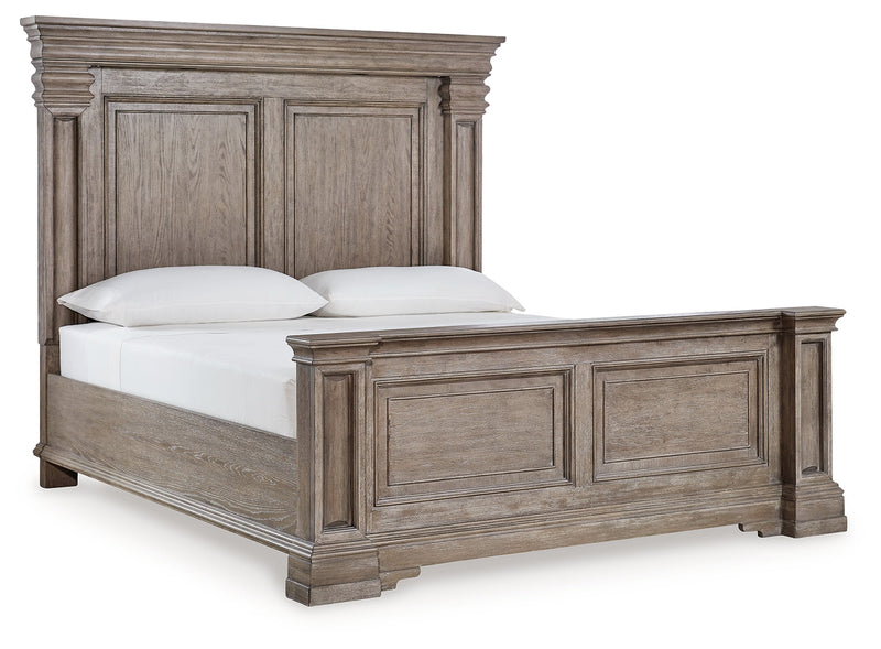 Blairhurst King Panel Bed with Mirrored Dresser, Chest and Nightstand in Light Grayish Brown from Ashley - Lara Furniture