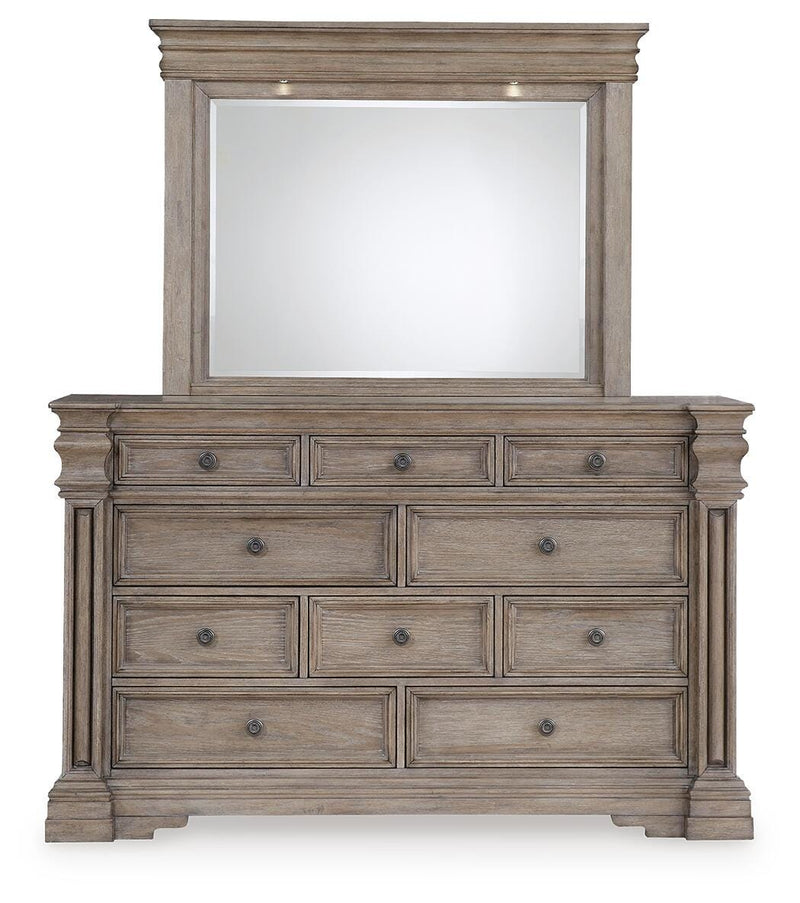 Blairhurst Light Grayish Brown Queen Panel Bed, Dresser, Mirror and 2 Nightstands - B916B10