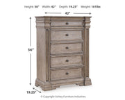 Blairhurst Queen Panel Bed. Dresser, Mirror, 2 Chests and 2 Nightstands - B916B13