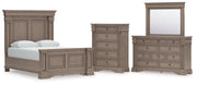 Blairhurst Queen Panel Bed with Mirrored Dresser and Chest in Light Grayish Brown from Ashley - Lara Furniture