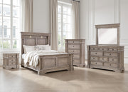 Blairhurst Queen Panel Bed with Mirrored Dresser, Chest and Nightstand in Light Grayish Brown from Ashley - Lara Furniture