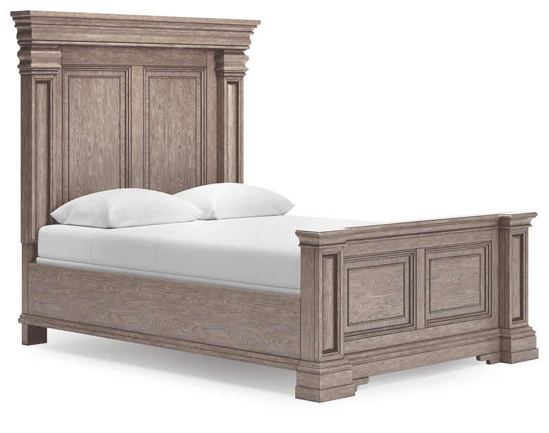 Blairhurst Queen Panel Bed with Mirrored Dresser, Chest and Nightstand in Light Grayish Brown from Ashley - Lara Furniture