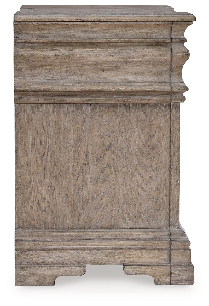 Blairhurst Queen Panel Bed with Mirrored Dresser, Chest and Nightstand in Light Grayish Brown from Ashley - Lara Furniture