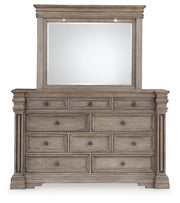 Blairhurst Queen Panel Bed with Mirrored Dresser, Chest and Nightstand in Light Grayish Brown from Ashley - Lara Furniture