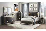 Blake Black Full Bed With Lamps - Lara FurnitureFull Bed