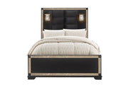 Blake Black Full Bed With Lamps - Lara FurnitureFull Bed