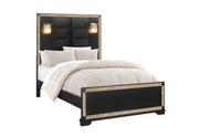 Blake Black Full Bed With Lamps - Lara FurnitureFull Bed