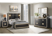 Blake Black/Gold Queen Bed Group With Lamps - Lara FurnitureBedroom Set