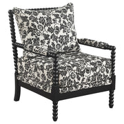 Blanchett Traditional Floral Upholstered Bobbin Accent Chair Black - 903235