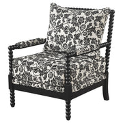 Blanchett Traditional Floral Upholstered Bobbin Accent Chair Black - 903235