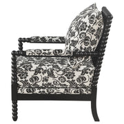Blanchett Traditional Floral Upholstered Bobbin Accent Chair Black - 903235