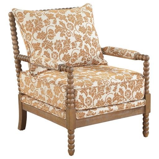 Blanchett Upholstered Bobbin Accent Chair Apricot and Distressed Brown - 903236
