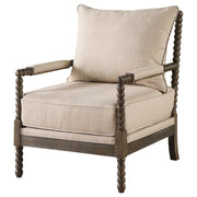 Blanchett Upholstered Bobbin Accent Chair Beige and Distressed Brown - 905362