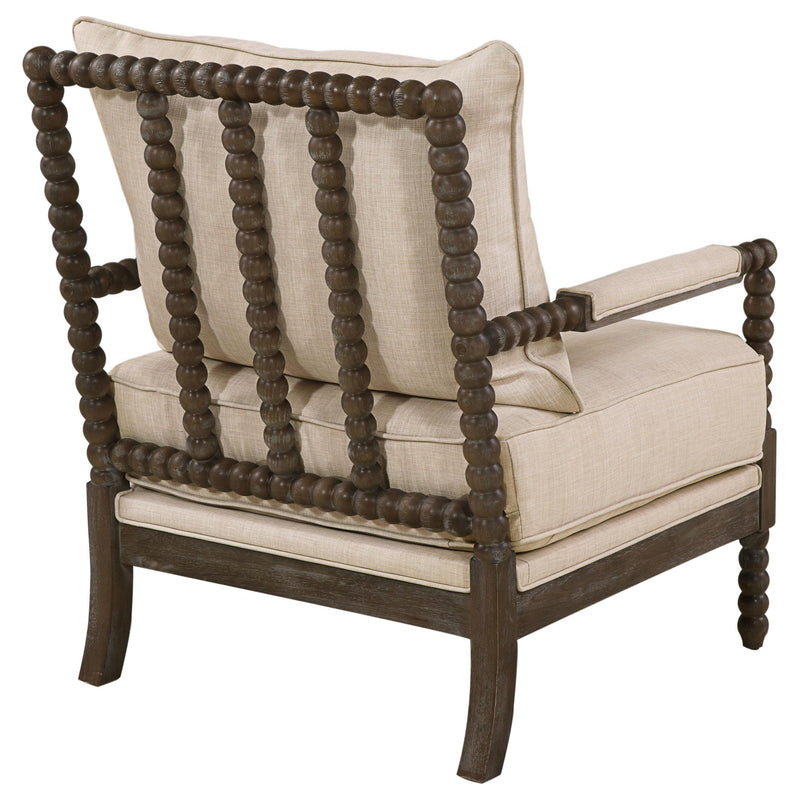 Blanchett Upholstered Bobbin Accent Chair Beige and Distressed Brown - 905362