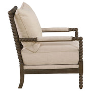 Blanchett Upholstered Bobbin Accent Chair Beige and Distressed Brown - 905362