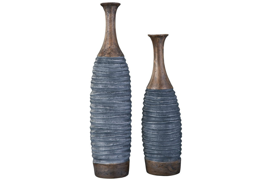 BLAYZE Antique Gray/Brown Vase (Set of 2) - Gate FurnitureVase