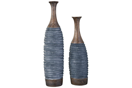 BLAYZE Antique Gray/Brown Vase (Set of 2) - Gate FurnitureVase