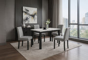 D8032dt Wht/Blk Dining Table & D9026dc Gry Dining Chair - D8032DT-WHT/BLK + D9026DC-GRY