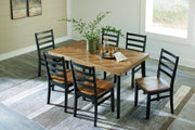 Blondon Brown/Black Dining Table and 6 Chairs (Set of 7) - D413-425