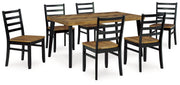 Blondon Brown/Black Dining Table and 6 Chairs (Set of 7) - D413-425