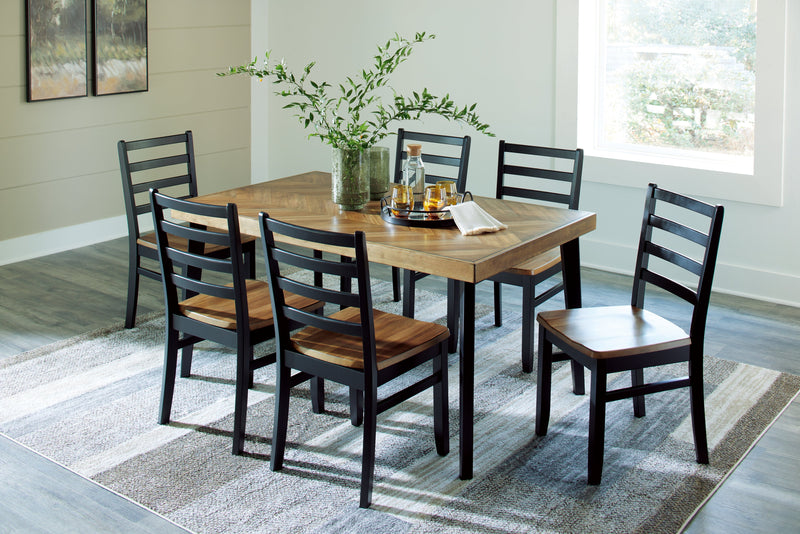 Blondon Brown/Black Dining Table and 6 Chairs (Set of 7) - D413-425