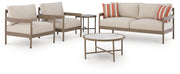 Bluff Trail Beige Outdoor Love/Chairs/Tables Set (Set of 5) - PCP383-080