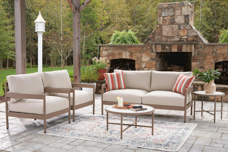 Bluff Trail Beige Outdoor Love/Chairs/Tables Set (Set of 5) - PCP383-080