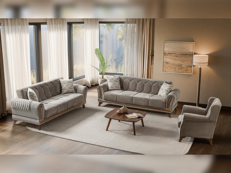 Bodrum 3-pieces (Sofa & Loveseat & Chair) Livingroom Set in Beige - 200-ST-BOD-HENRY07-321