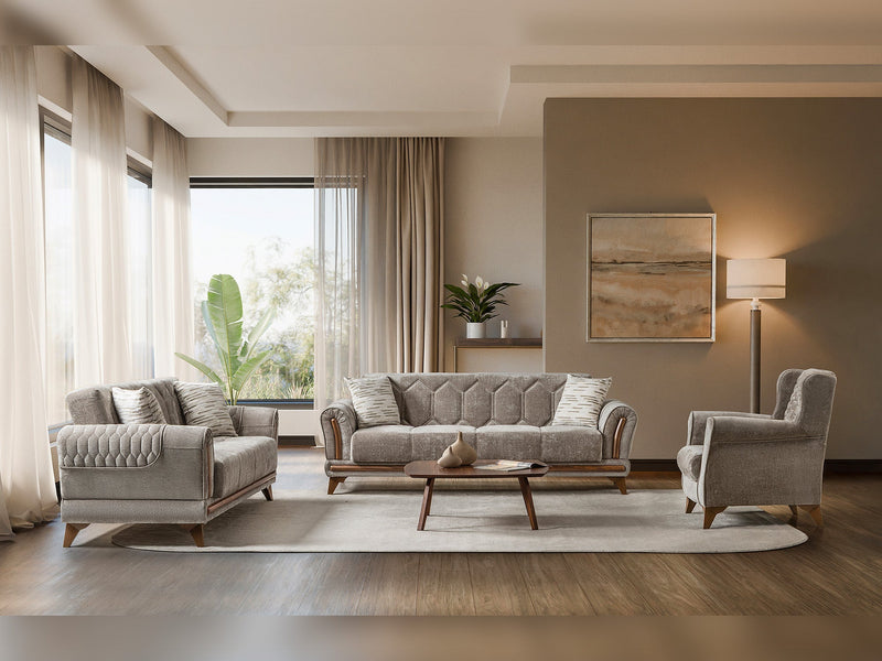 Bodrum 3-pieces (Sofa & Loveseat & Chair) Livingroom Set in Beige - 200-ST-BOD-HENRY07-321