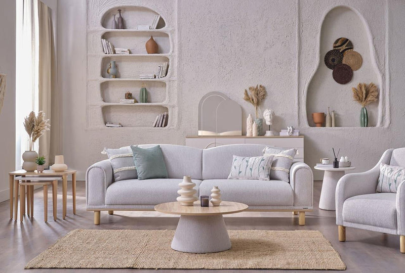 Boheems 3 Seat Sleeper Cream) - Lara FurnitureSleeper Sofa