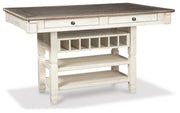 Bolanburg Antique White Counter Height Dining Table and 4 Barstools - D647D37