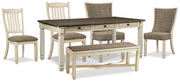 Bolanburg Dining Table and 4 Chairs and Bench in Two-tone from Ashley - Lara Furniture