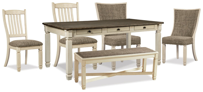 Bolanburg Dining Table and 4 Chairs and Bench in Two-tone from Ashley - Lara Furniture