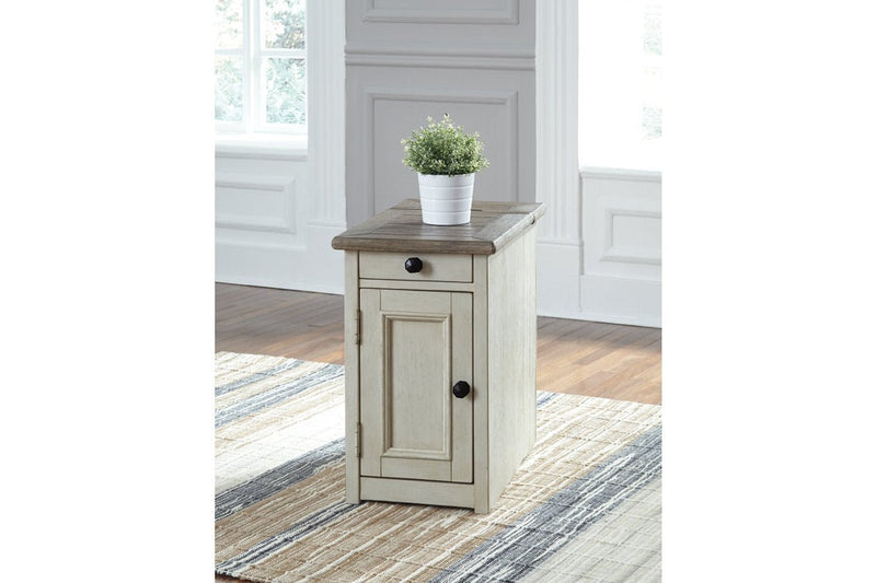 Bolanburg Two - tone Chairside End Table with USB Ports & Outlets - Lara FurnitureEnd Table Chair Side
